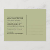 赤いピンクの蓮の花モダンは緑の日付以外 案内ポストカード (裏面)