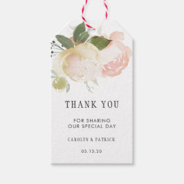 赤いピンクの象牙牡丹の結婚式ありがとう ギフトタグ