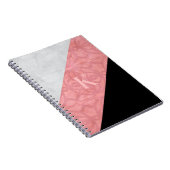 赤いピンクろうけつ染めとブラックウォーターモノグラムのカラー ノートブック (右側)