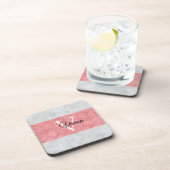 赤いピンクろうけつ染めと灰色の水モノグラムの色 コースター (右側)