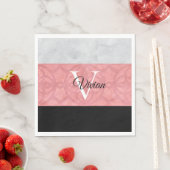 赤いピンクろうけつ染めと灰色の水モノグラムの色 スタンダードランチョンナプキン (インサイチュ)