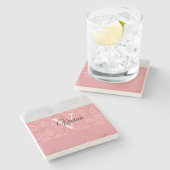 赤いピンクろうけつ染めと灰色の水モノグラムの色 ストーンコースター (横)