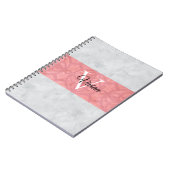 赤いピンクろうけつ染めと灰色の水モノグラムの色 ノートブック (左側)