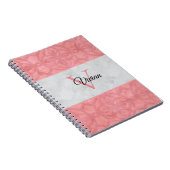 赤いピンクろうけつ染めと灰色の水モノグラムの色 ノートブック (右側)