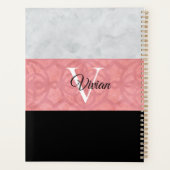 赤いピンクろうけつ染めと灰色の水モノグラムの色 プランナー手帳 (裏面)