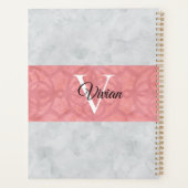 赤いピンクろうけつ染めと灰色の水モノグラムの色 プランナー手帳 (裏面)