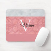 赤いピンクろうけつ染めと灰色の水モノグラムの色 マウスパッド (マウス)