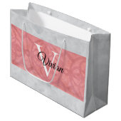 赤いピンクろうけつ染めと灰色の水モノグラムの色 ラージペーパーバッグ (正面アングル)