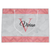 赤いピンクろうけつ染めと灰色の水モノグラムの色 ラージペーパーバッグ (正面)