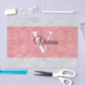 赤いピンクろうけつ染めと灰色の水モノグラムの色 薄葉紙 (クラフト)