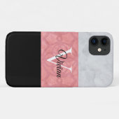 赤いピンクろうけつ染めと灰色の水モノグラムの色 Case-Mate iPhoneケース (裏面(横))