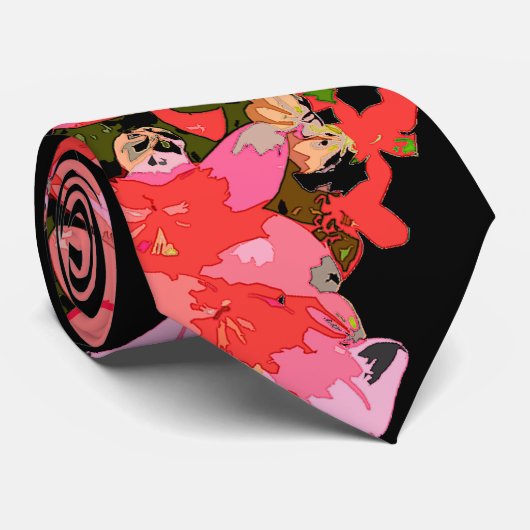 赤いピンクユリによっては熱帯島のタイが開花します ネクタイ (ロール)