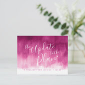 赤いピンク色のハートのキャンセ結婚ルを更新 案内ポストカード (スタンド正面)