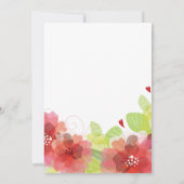 赤いピンク色の花のフローラのカップルのシャワー 招待状 (裏面)