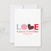 赤いピンク 黒 ハート ラブレター SAVE the dates セーブザデート (正面)