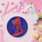 赤いピンナップマーメイド ペーパープレート (パーティー)