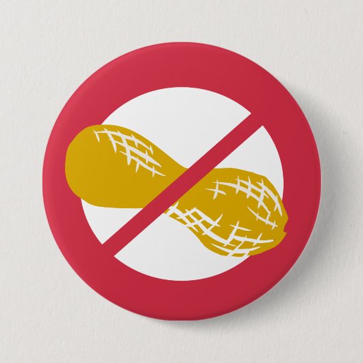 赤いピーナツ自由なナットのアレルギーの子供 缶バッジ (正面)