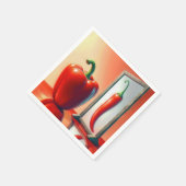 赤いピーマンが鏡を見て スタンダードカクテルナプキン (角)