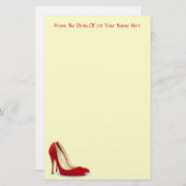 赤いファッションのハイヒールポンプはカスタムな言葉遣いに蹄鉄を打ちます 便箋 (正面/裏面)