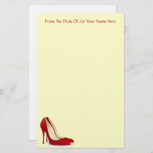 赤いファッションのハイヒールポンプはカスタムな言葉遣いに蹄鉄を打ちます 便箋 (正面/裏面)