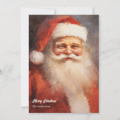 赤いファッションド帽子を微笑む老サンタクロース シーズンカード (正面)