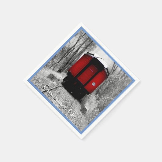 赤いファッションド車の付いた古い蒸気列車 スタンダードカクテルナプキン (角)