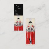 赤いファッション衣装デザイナーのメイクアップアーティスト スキニー名刺 (正面/裏面)