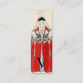 赤いファッション衣装デザイナーのメイクアップアーティスト スキニー名刺 (裏面)