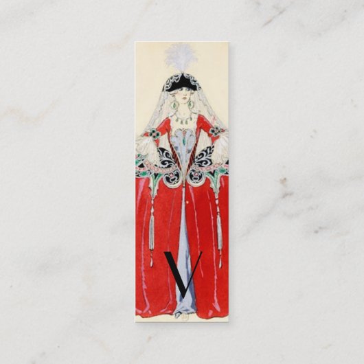 赤いファッション衣装デザイナーのメイクアップアーティスト スキニー名刺 (裏面)