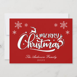 赤いファミリー名と年のはがき シーズンカード