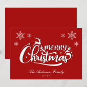 赤いファミリー名と年のはがき シーズンカード (正面/裏面)