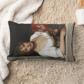 赤いファンの女性（Eugene de Blaas著） ランバークッション (ブランケット)