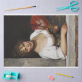 赤いファンの女性（Eugene de Blaas著） 薄葉紙 (クラフト)