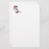 赤いファンを持つ東洋の女性 便箋 (正面/裏面)