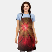 赤いファンシーのフラクタル花 エプロン (着用した状態)