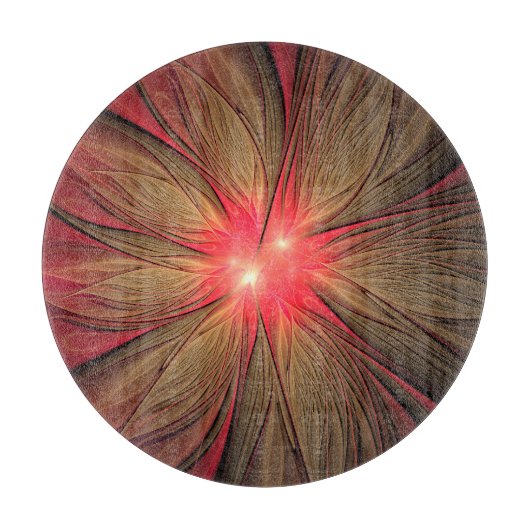 赤いファンシーのフラクタル花 カッティングボード (正面)