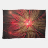 赤いファンシーのフラクタル花 キッチンタオル (横)