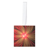 赤いファンシーのフラクタル花 キューブオーナメント (正面)