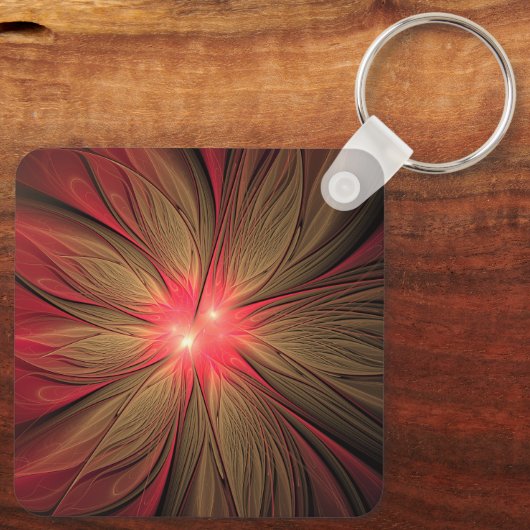 赤いファンシーのフラクタル花 キーホルダー (裏面)
