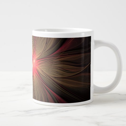 赤いファンシーのフラクタル花 ジャンボコーヒーマグカップ (右)