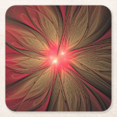 赤いファンシーのフラクタル花 スクエアペーパーコースター (正面)