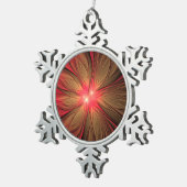 赤いファンシーのフラクタル花 スノーフレークピューターオーナメント (右)