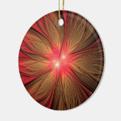 赤いファンシーのフラクタル花 セラミックオーナメント (左)