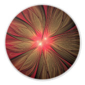 赤いファンシーのフラクタル花 セラミックノブ (正面)