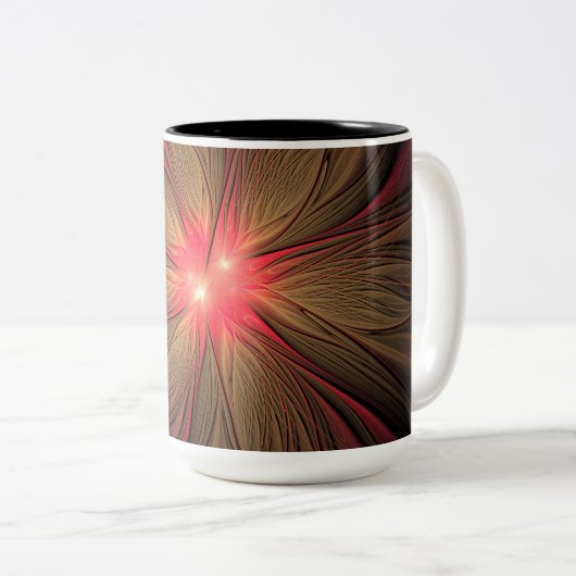 赤いファンシーのフラクタル花 ツートーンマグカップ (正面右)