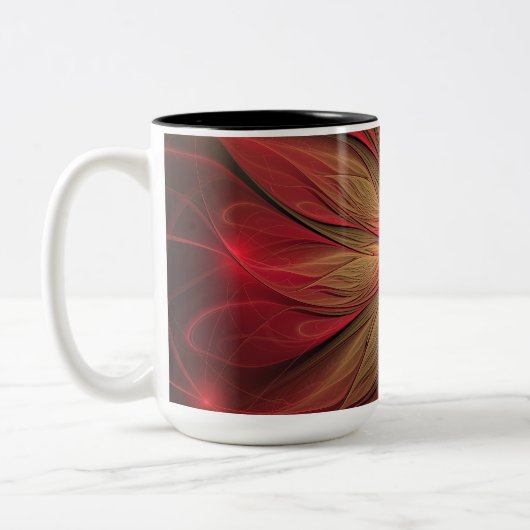 赤いファンシーのフラクタル花 ツートーンマグカップ (左)