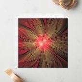 赤いファンシーのフラクタル花 ノートカード (正面/裏面インサイチュ)