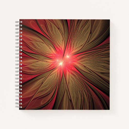 赤いファンシーのフラクタル花 ノートブック (正面)