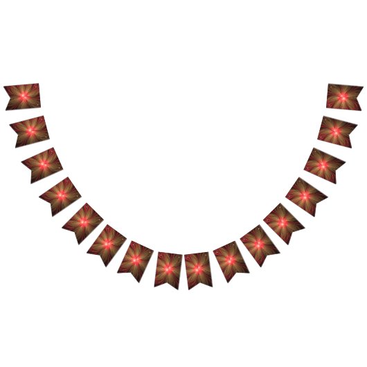 赤いファンシーのフラクタル花 バンティングフラッグ (全)