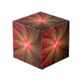 赤いファンシーのフラクタル花 フォトキューブ (正面アングル)